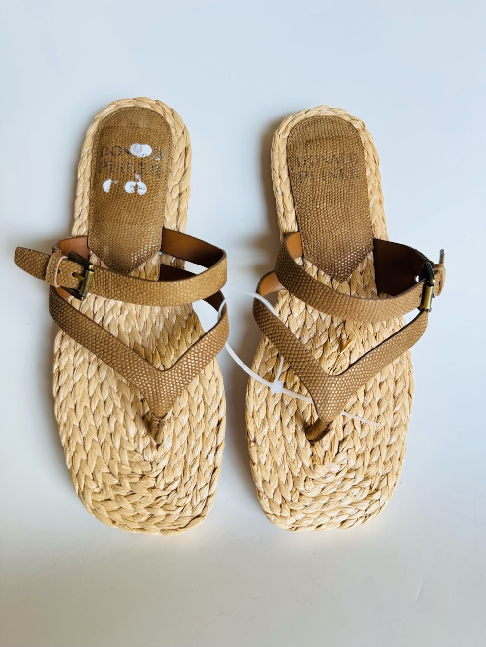 Donald J. Pliner Braided Straw Thong Sandals in Brown